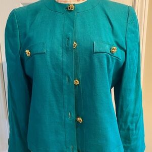 Doncaster Blue and Gold Blazer Structured Suit Jacket